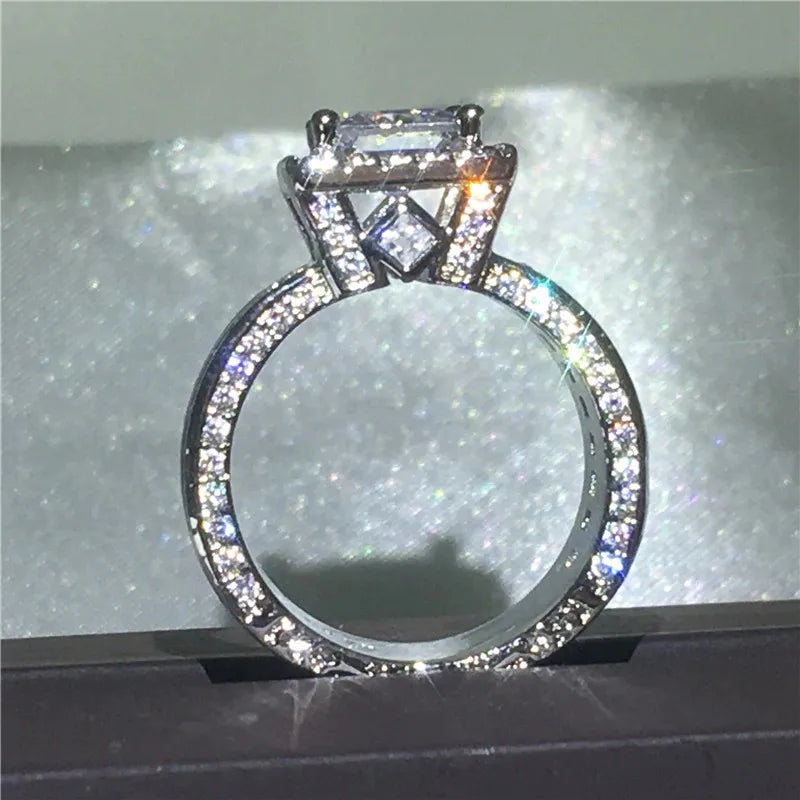 Elegant Square-Cut Zircon Halo Ring