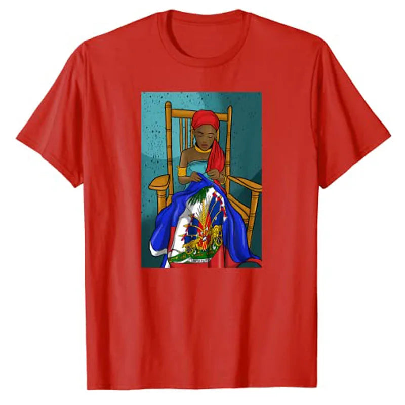 Haiti Flag Day Proud Woman Ayiti Girl Graphic Tee