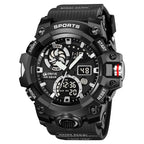 Men’s Dual Time Sport Watch – 50m Waterproof, Shock Resistant Digital Watch