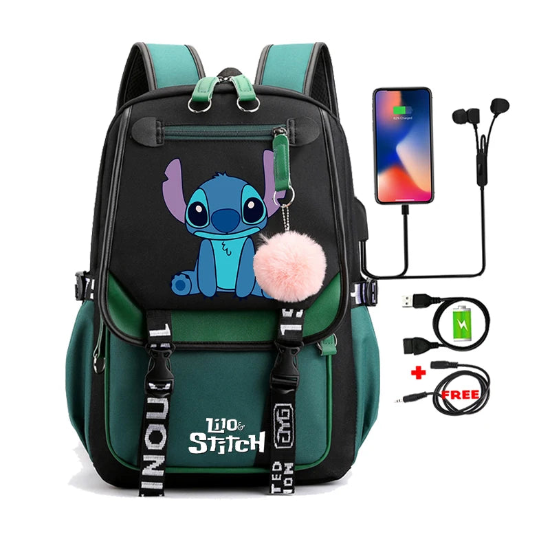 Lilo & Stitch Adventure Backpack – Cartoon Print School Bag for Teens, Kids