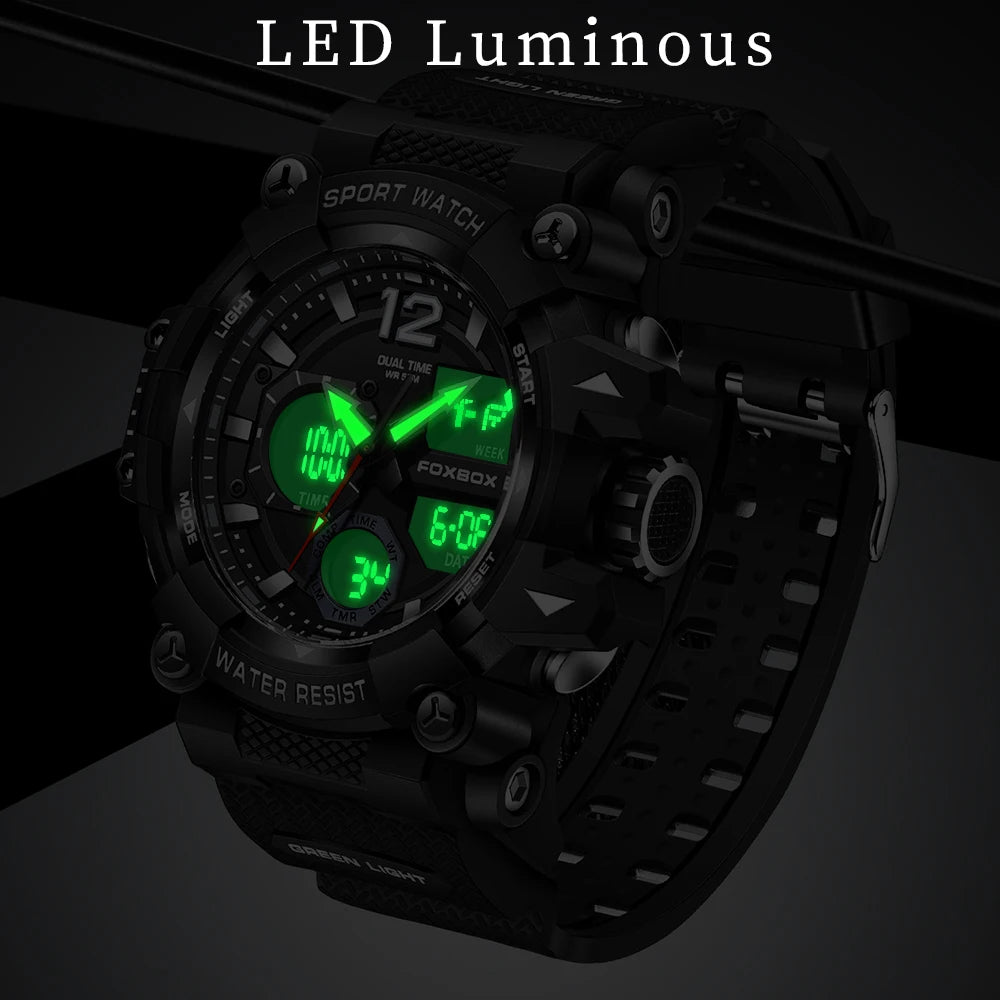 Men’s Fashion Sport Watch – 50M Waterproof, Shock Resistant LED Alarm