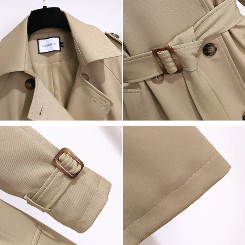 British Elegance Trench Coat - Double-Breasted Windbreaker
