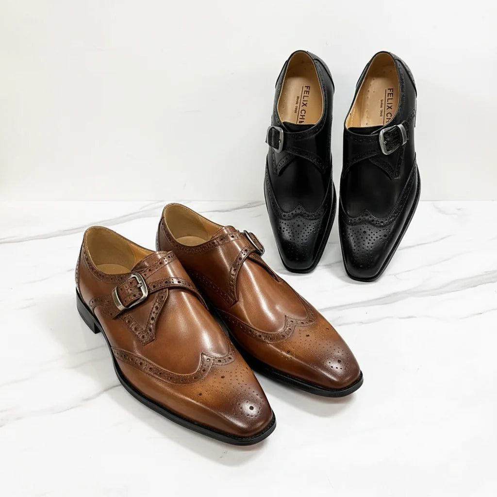 Luxury Men’s Monk Strap Oxfords – Italian