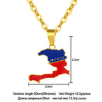 Gold Haiti Map & Flag Pendant Necklace
