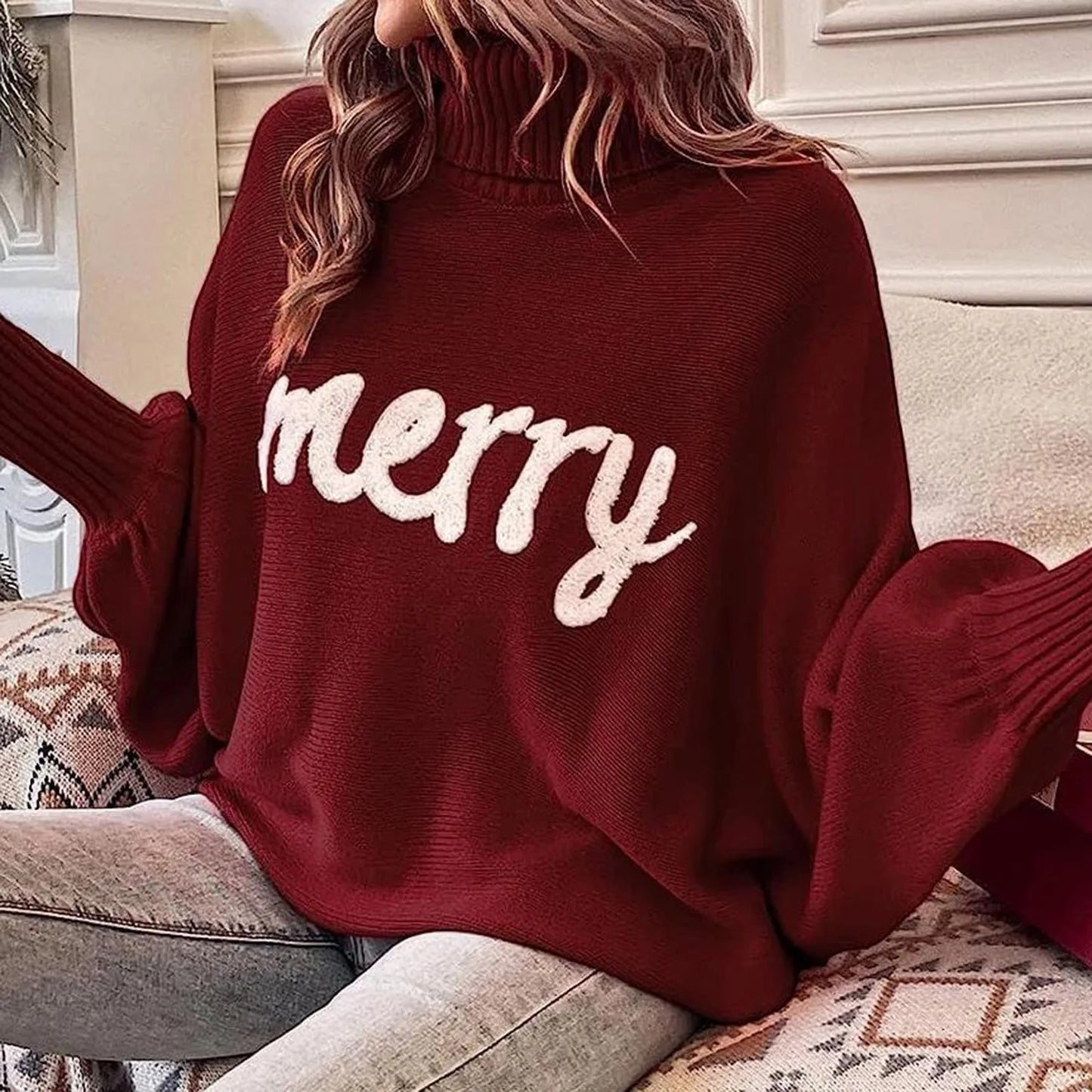Women’s Christmas Turtleneck Knit Sweater