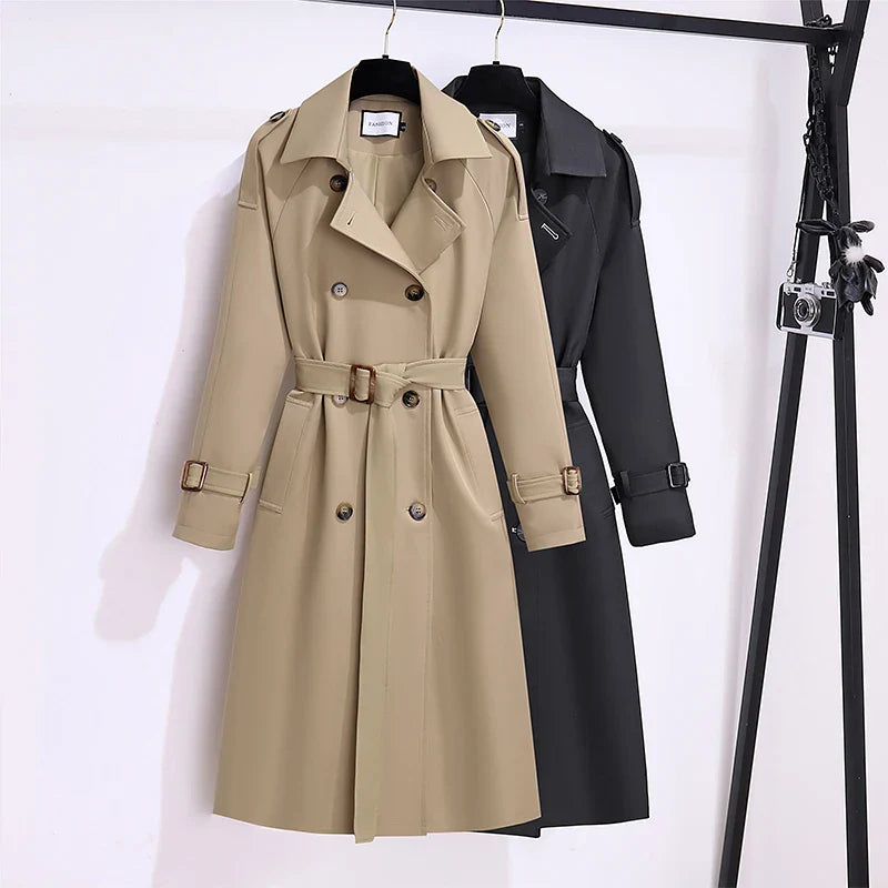 British Elegance Trench Coat - Double-Breasted Windbreaker