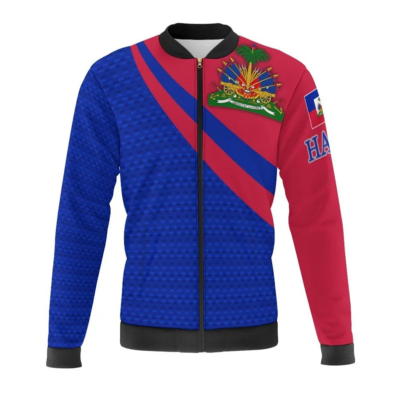 Haiti Flag Map 3D Print Bomber Jacket