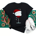 Women’s Wine Glass Christmas T-Shirt