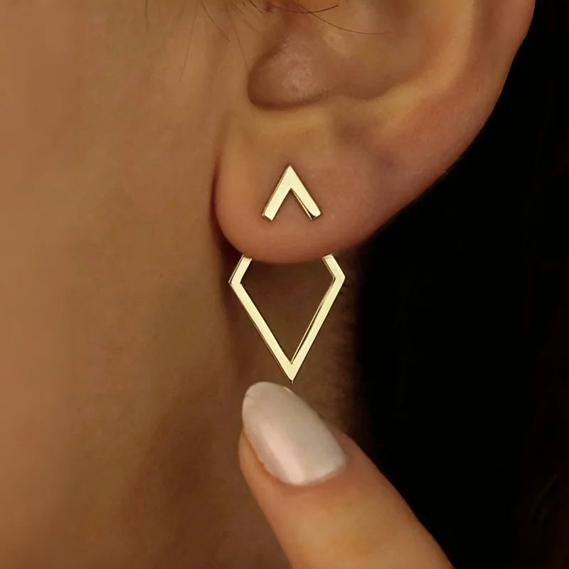 Retro Geometric Triangle Stud Earrings – Minimalist Fashion Jewelry for Women