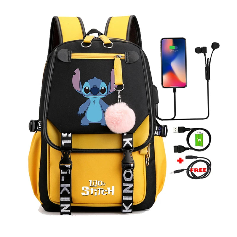 Lilo & Stitch Adventure Backpack – Cartoon Print School Bag for Teens, Kids
