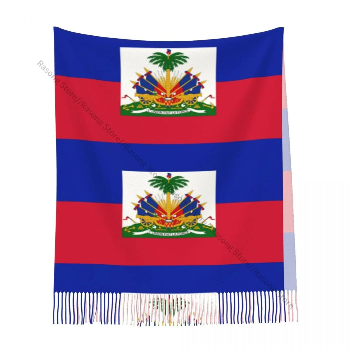 Haiti Flag Winter Tassel Scarf