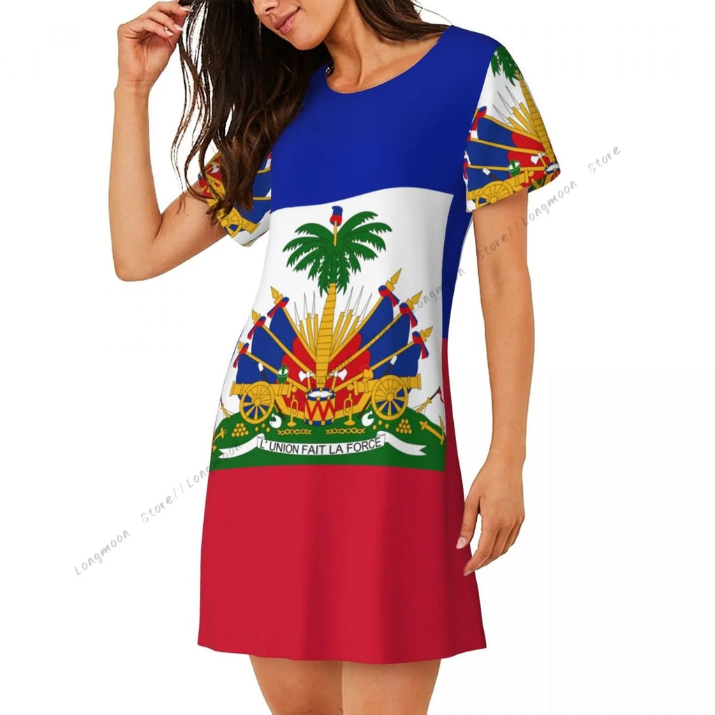 Summer Women Nightgown Flag Of Haiti
