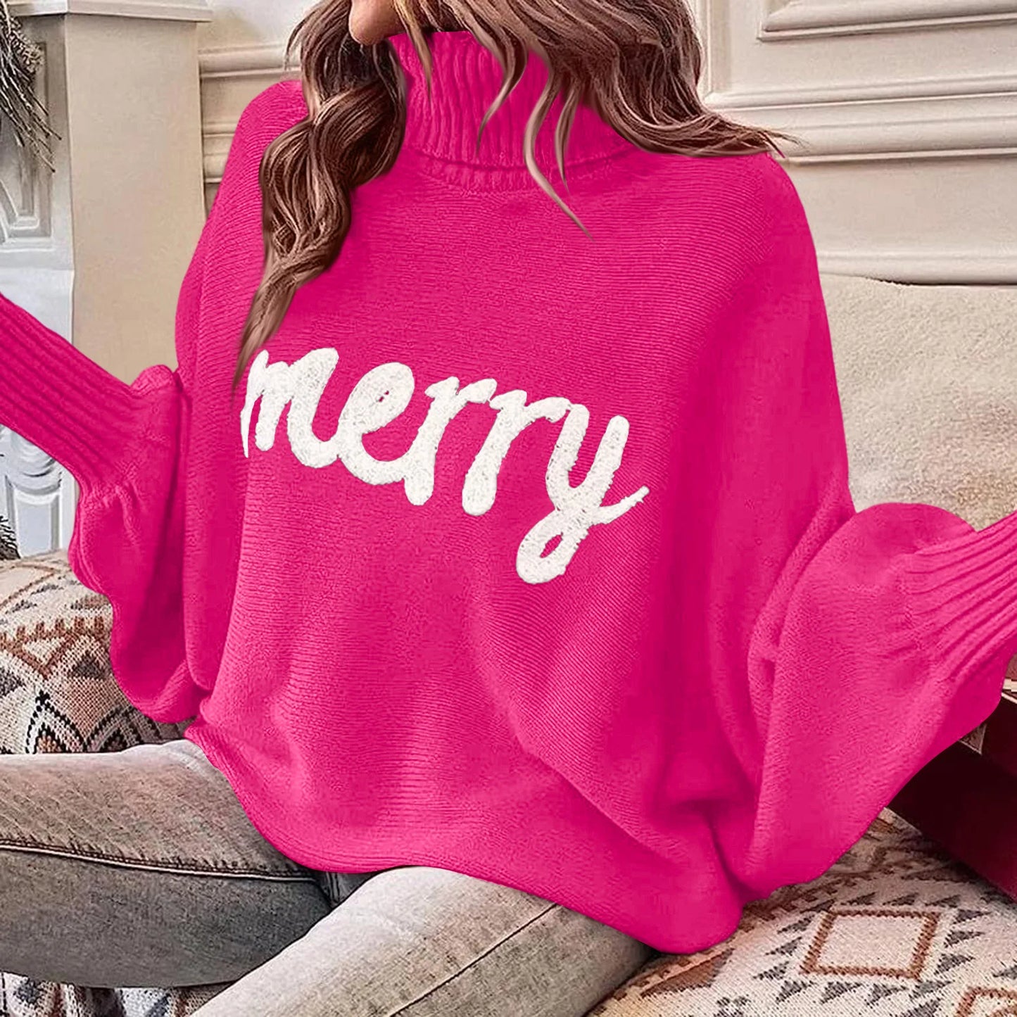 Women’s Christmas Turtleneck Knit Sweater