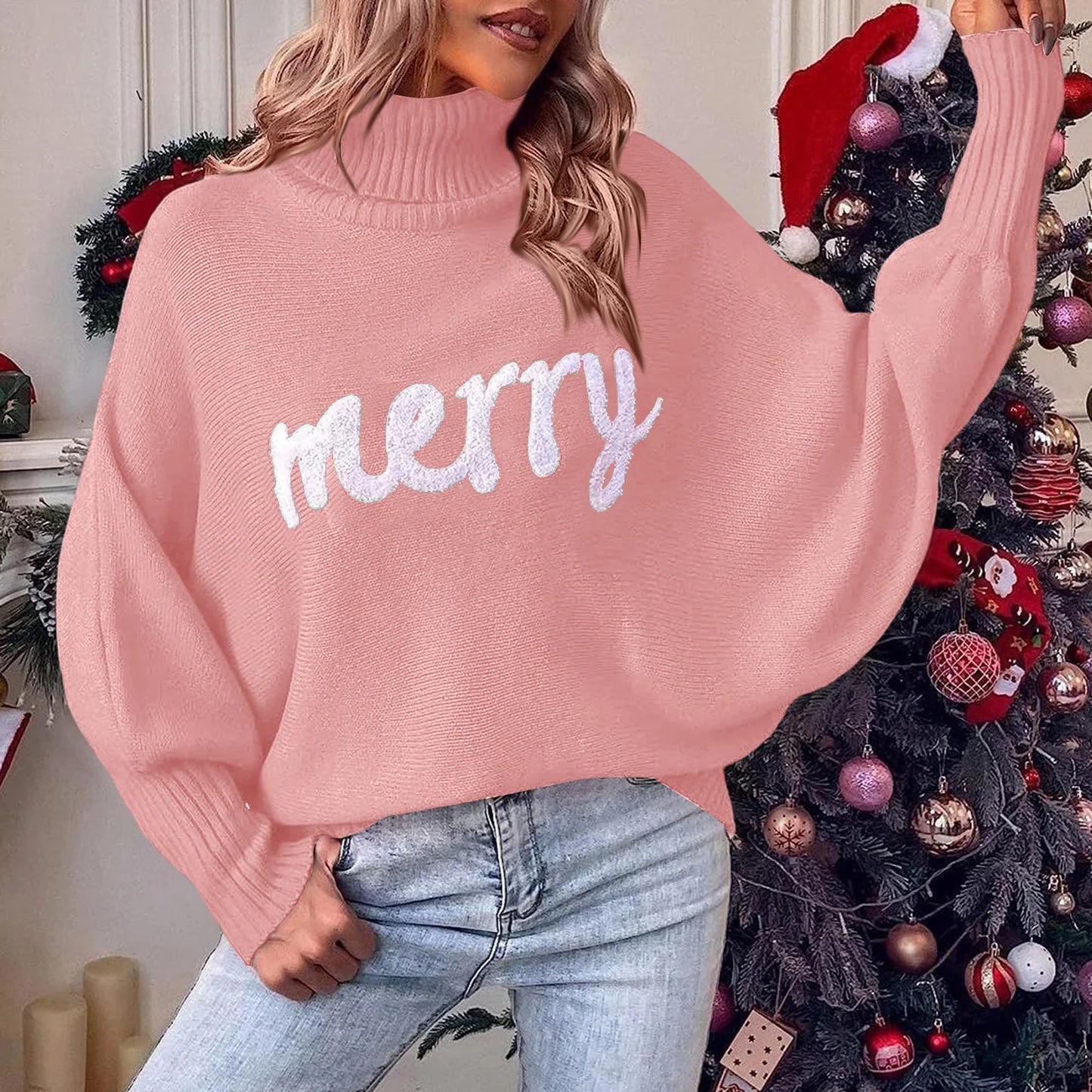 Women’s Christmas Turtleneck Knit Sweater