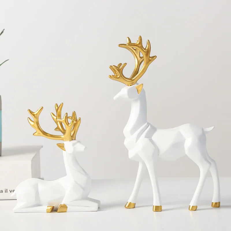 NORTHEUINS Golden Couple Deer Figurine