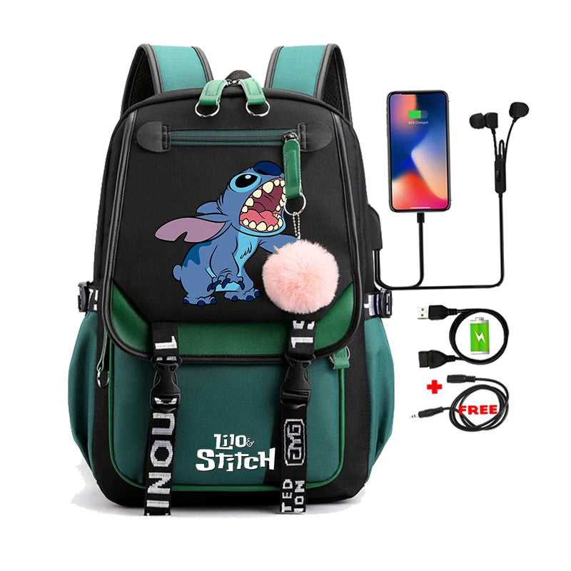 Lilo & Stitch Adventure Backpack – Cartoon Print School Bag for Teens, Kids