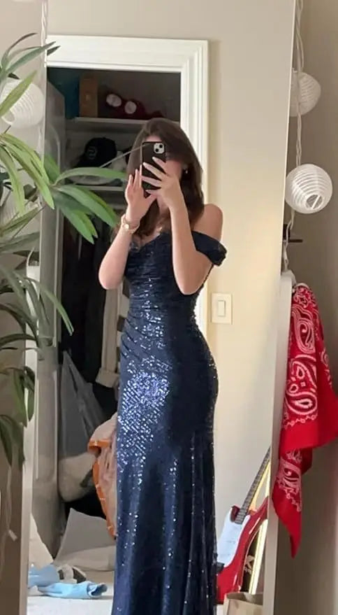 Women’s Sexy Sequined Split Maxi Dress