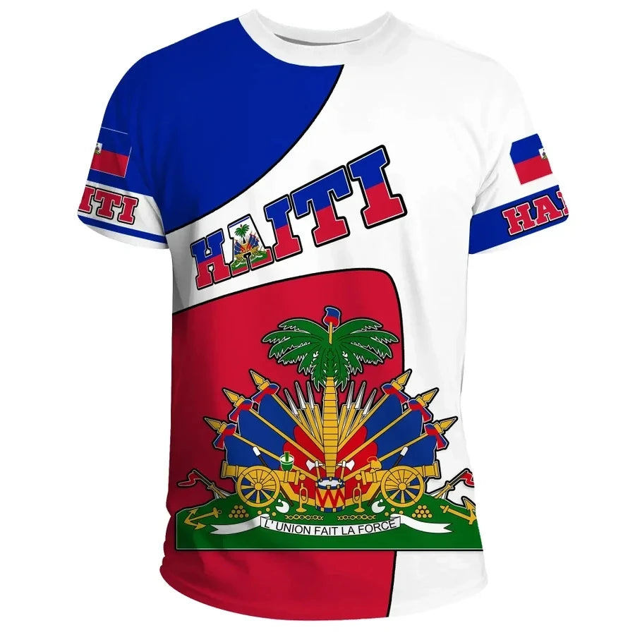 Haiti Island Map Flag T-Shirt for Men
