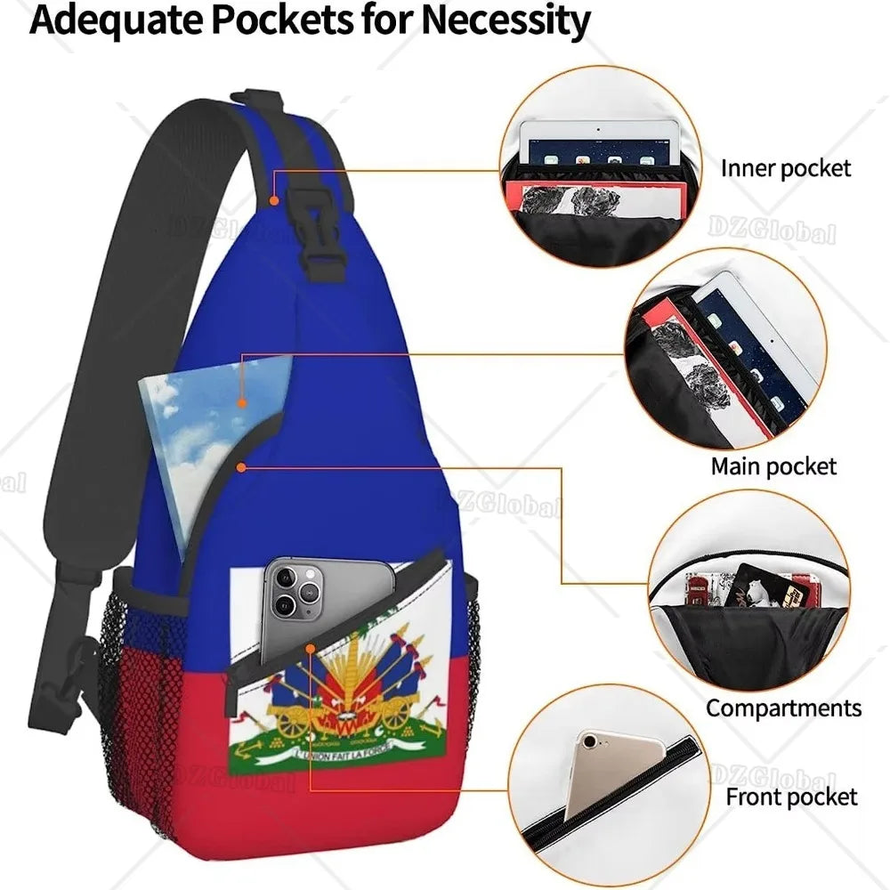 Haitian Flag Sling Backpack
