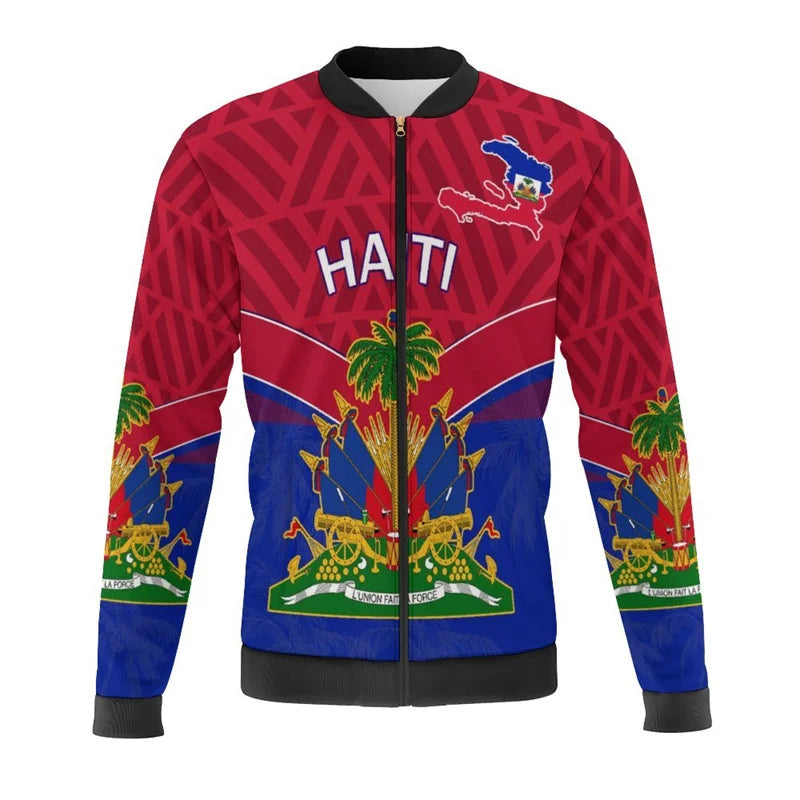 Haiti Flag Map 3D Print Bomber Jacket