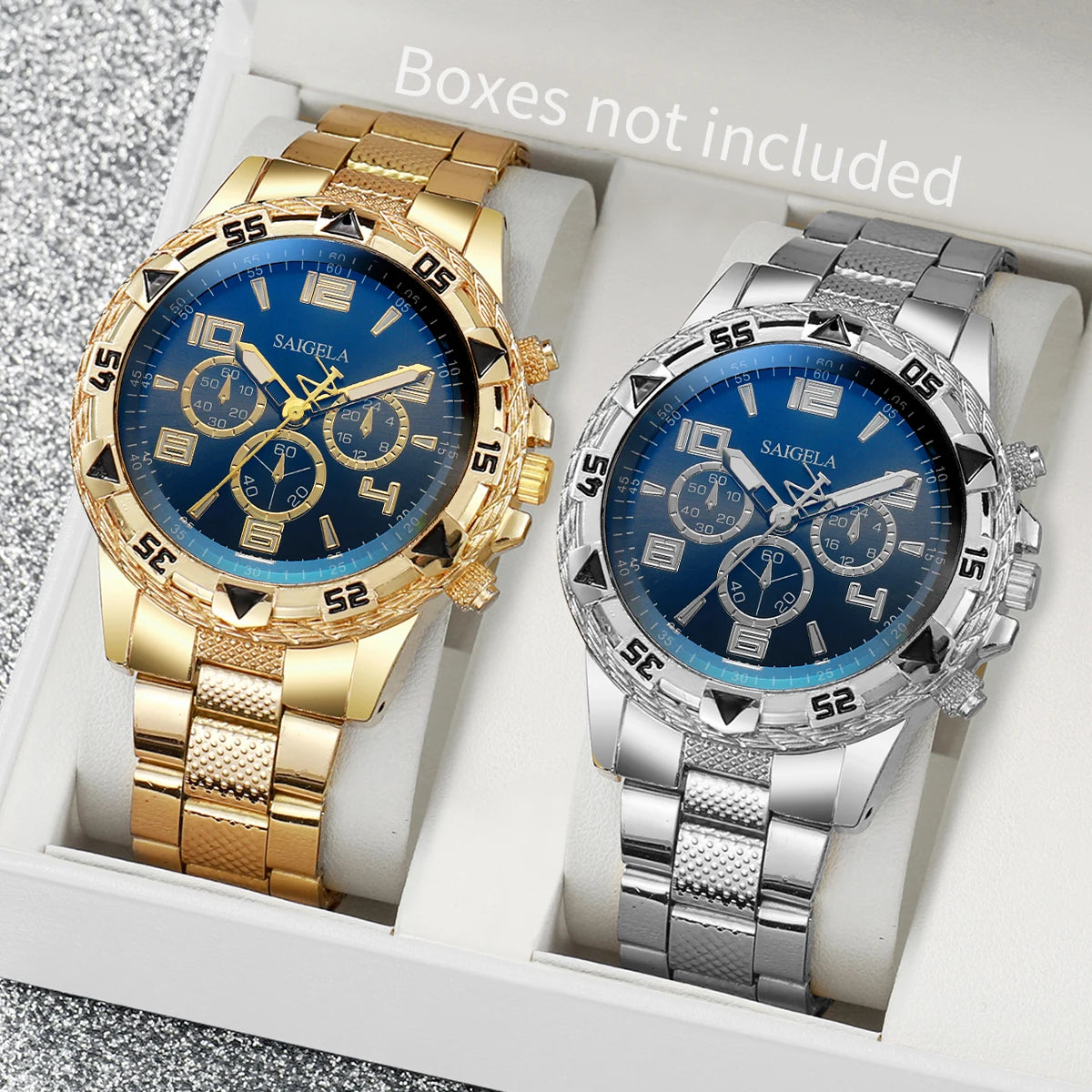 2-Piece Men's Quartz Watch Set – Arabic Dial, , Business & Fashion Style (No Box)