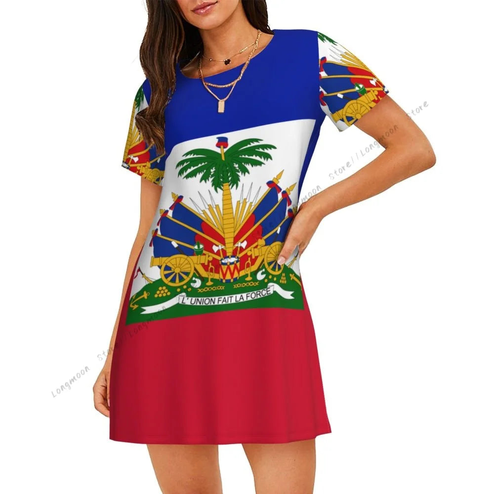 Summer Women Nightgown Flag Of Haiti
