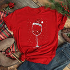 Women’s Wine Glass Christmas T-Shirt