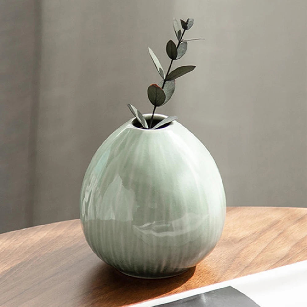 Simple Ceramic Hydroponic Vase – Small Decorative Plant Pot for Living Room & Dining Table