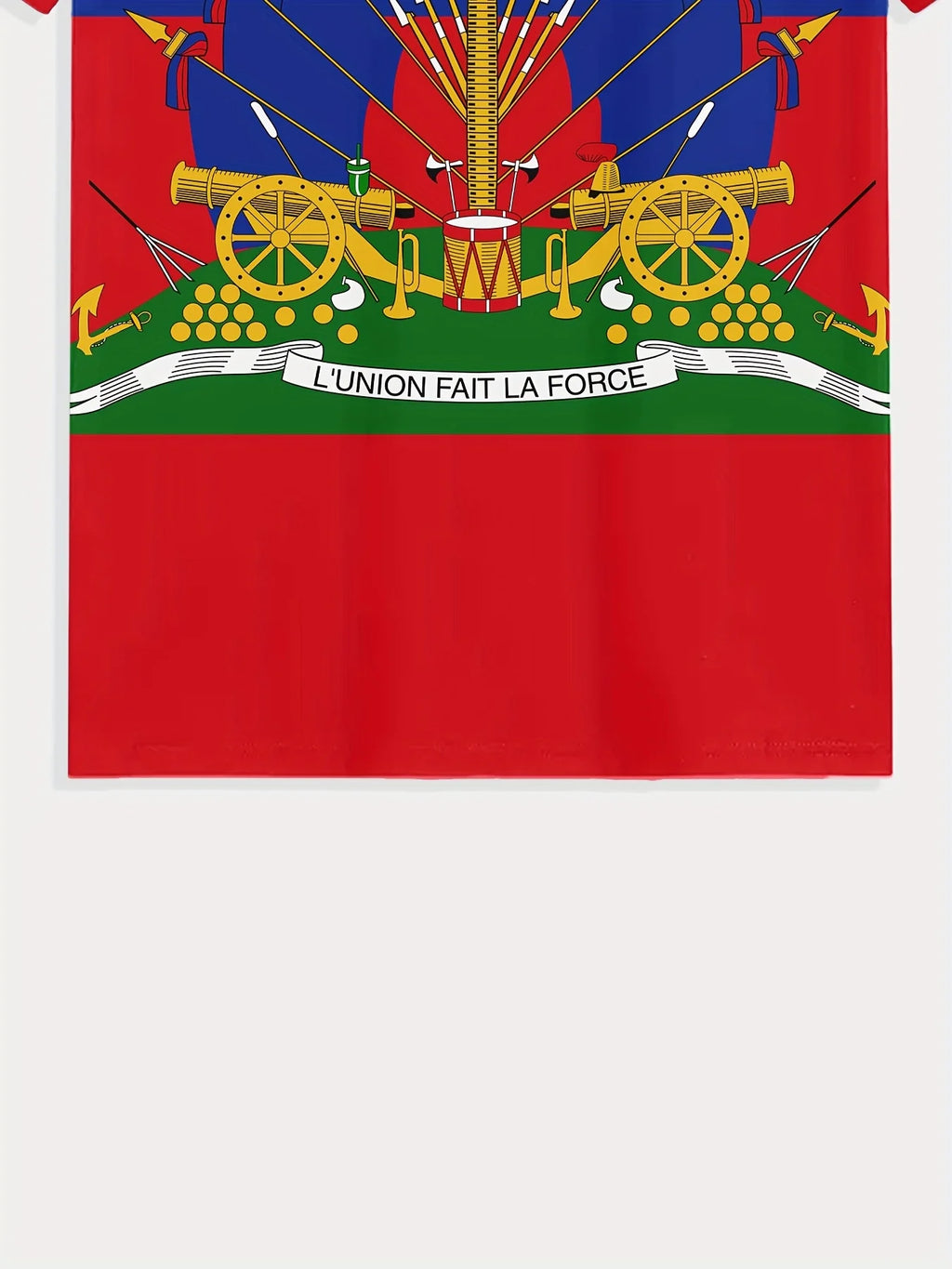 Men’s Haitian Flag T-Shirt – Vibrant Multi-Color Casual Polyester Tee, Regular Fit