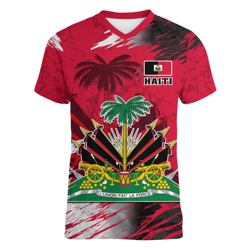 Haiti Independence Day 3D Printed Men and Women V-Neck