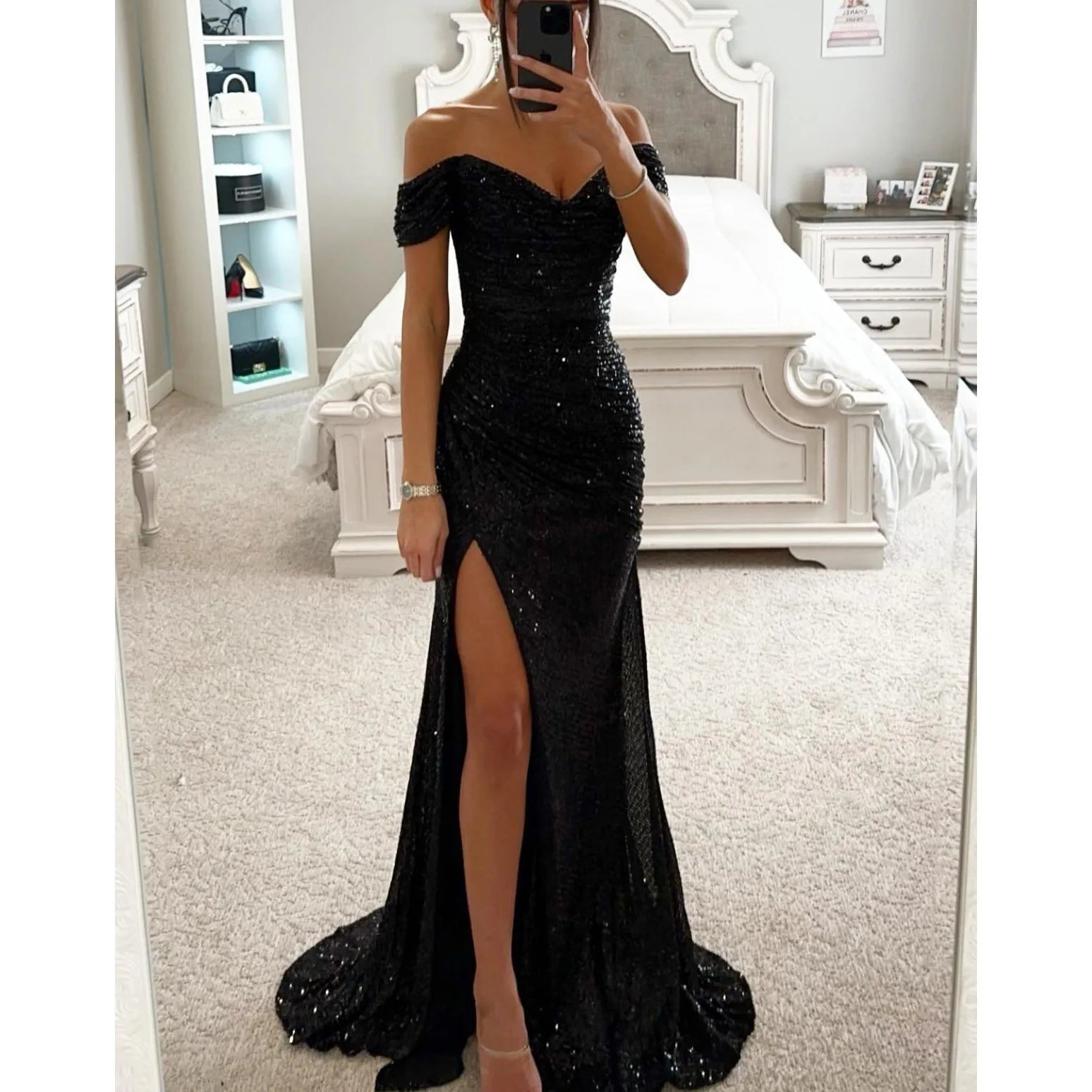 Women’s Sexy Sequined Split Maxi Dress