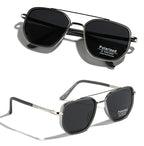 Peekaboo TR90 polarized sunglasses men retro style metal square sun glasses for women double bridge driving green black uv400