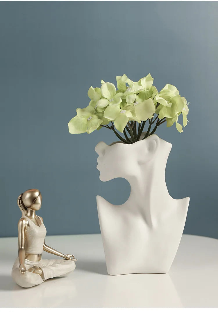 Nordic Style Ceramic Woman Body Vase