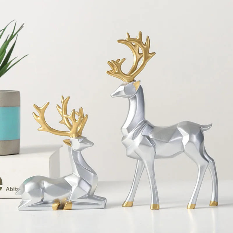 NORTHEUINS Golden Couple Deer Figurine