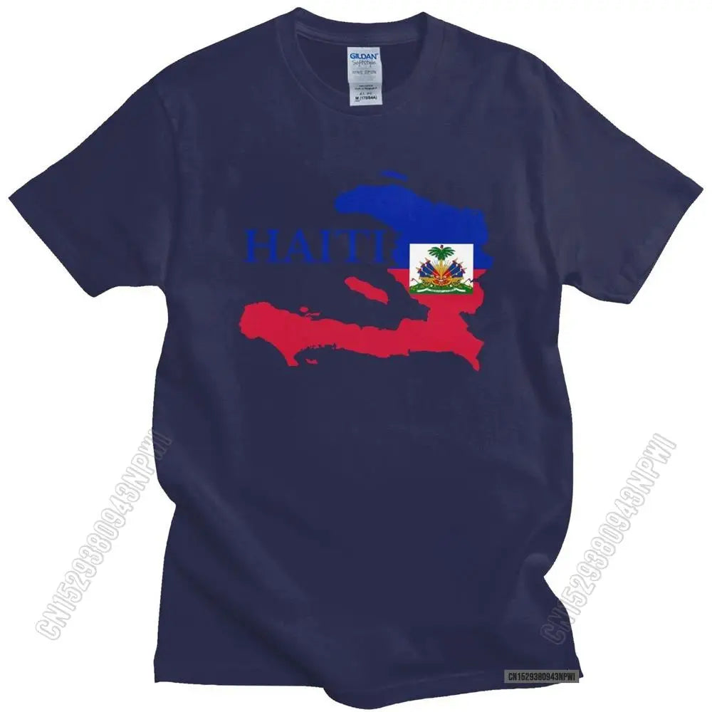 Cool Men's Haiti Map Flag T Shirt
