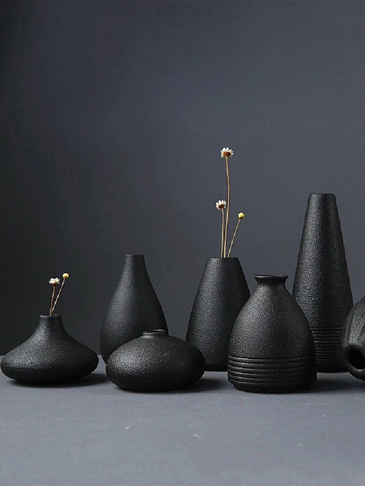 Minimalist Black Ceramic Vase