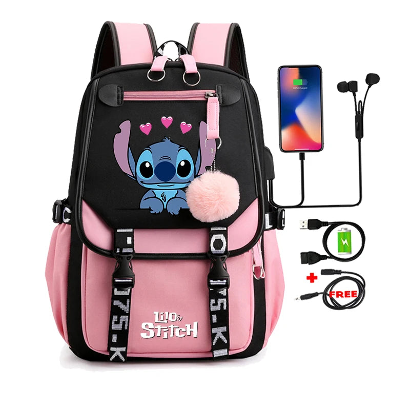 Lilo & Stitch Adventure Backpack – Cartoon Print School Bag for Teens, Kids