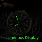 Luxury Men’s Quartz Watch – Gold Needle, Steel Band, Calendar Display Classic Business & Casual Style