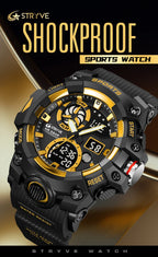 Men’s Dual Time Sport Watch – 50m Waterproof, Shock Resistant Digital Watch