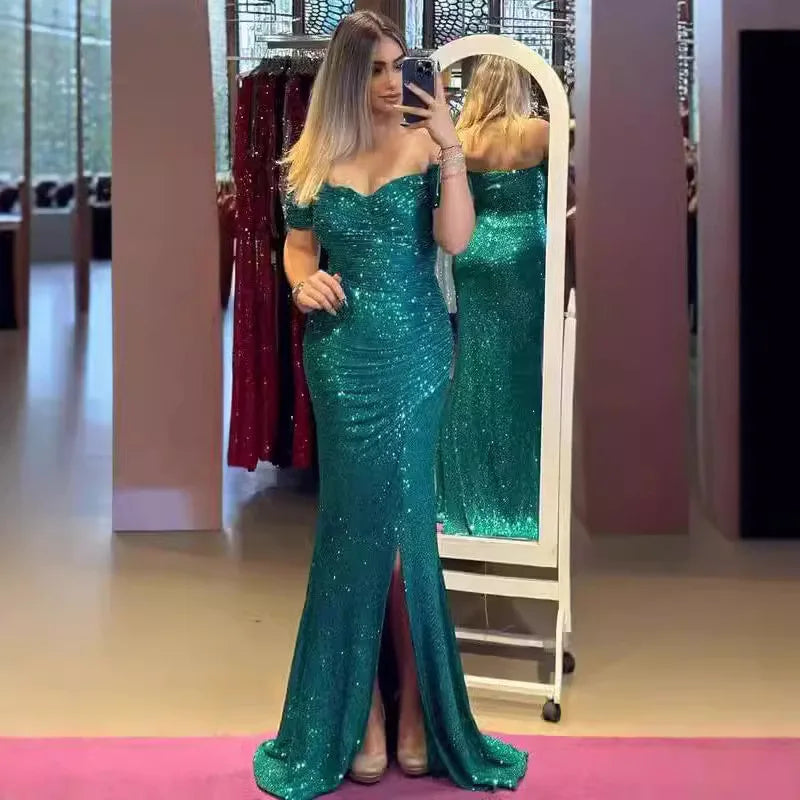 Women’s Sexy Sequined Split Maxi Dress