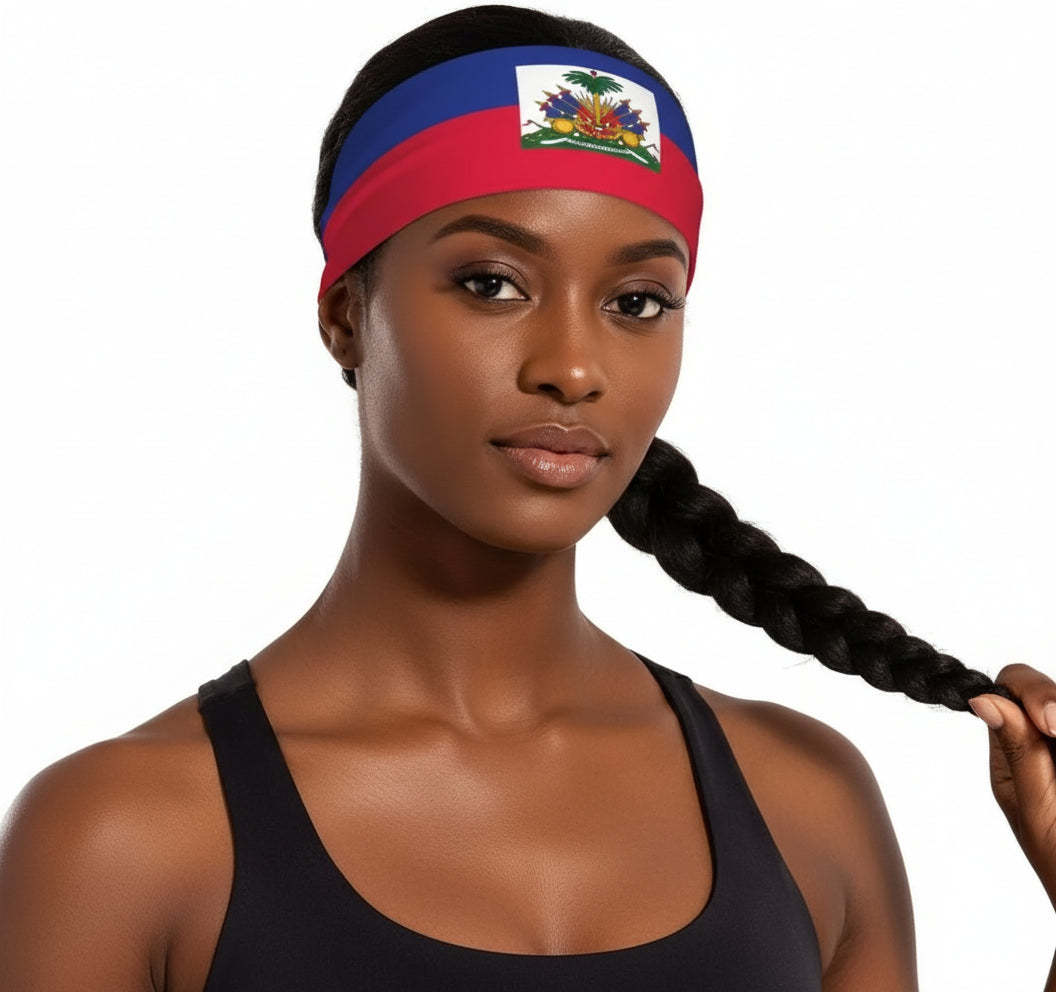 Haitian Flag Sports Headband – Unisex Elastic
