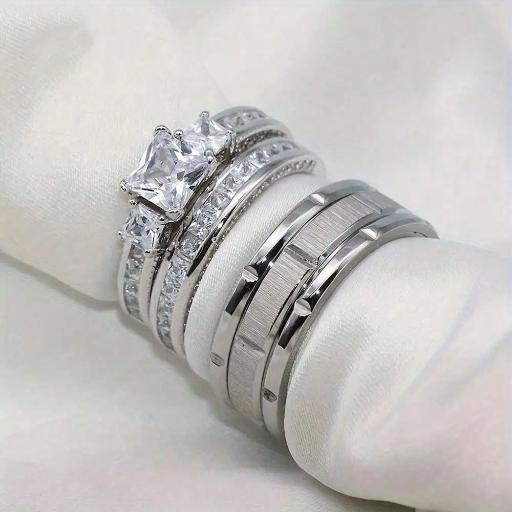 Silver Couple Ring Set