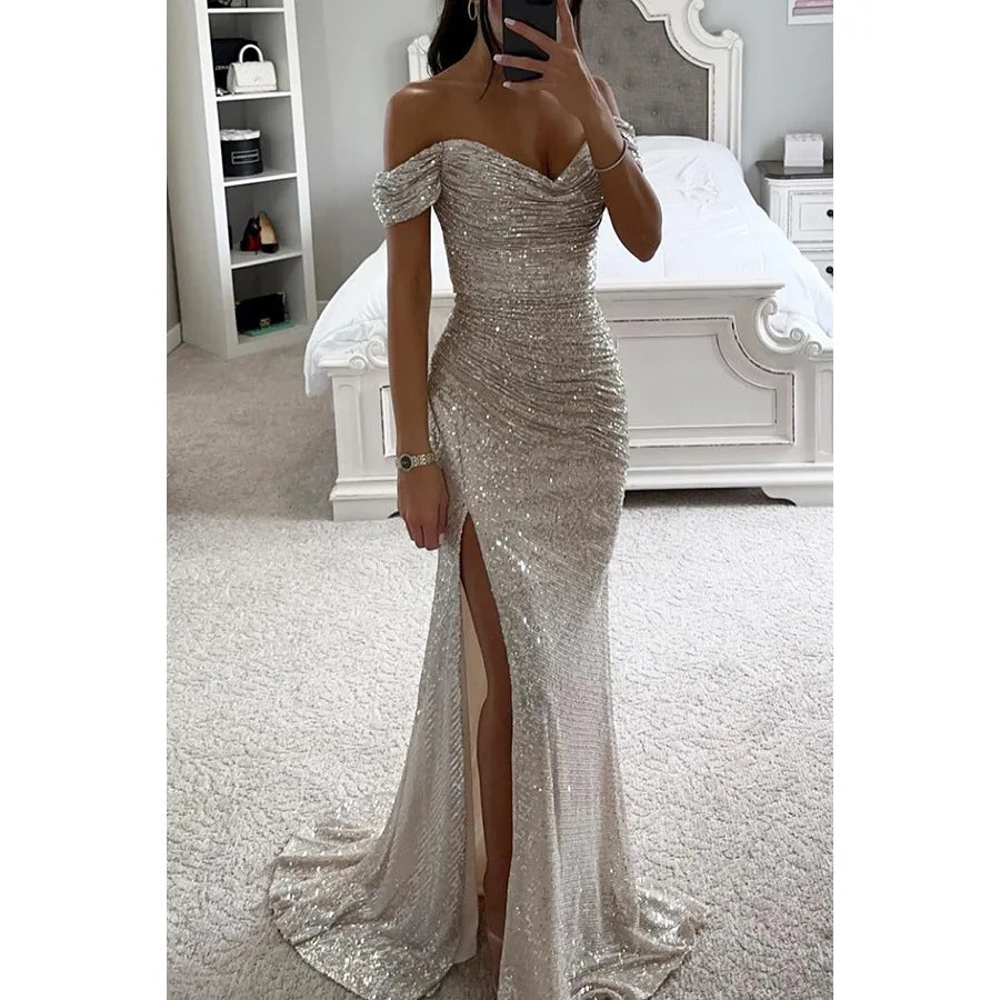 Women’s Sexy Sequined Split Maxi Dress