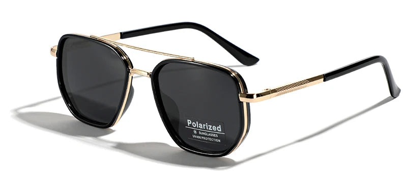 Peekaboo TR90 polarized sunglasses men retro style metal square sun glasses for women double bridge driving green black uv400