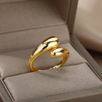 Gold Color Stainless Steel Double Ball Open Ring