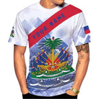 Men's 3D Haiti Emblem T-Shirt – Custom Summer Graphic Tee
