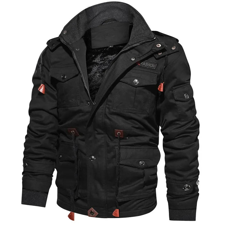 Men's All-Weather Tactical Bomber Jacket - Winter Hooded Coat