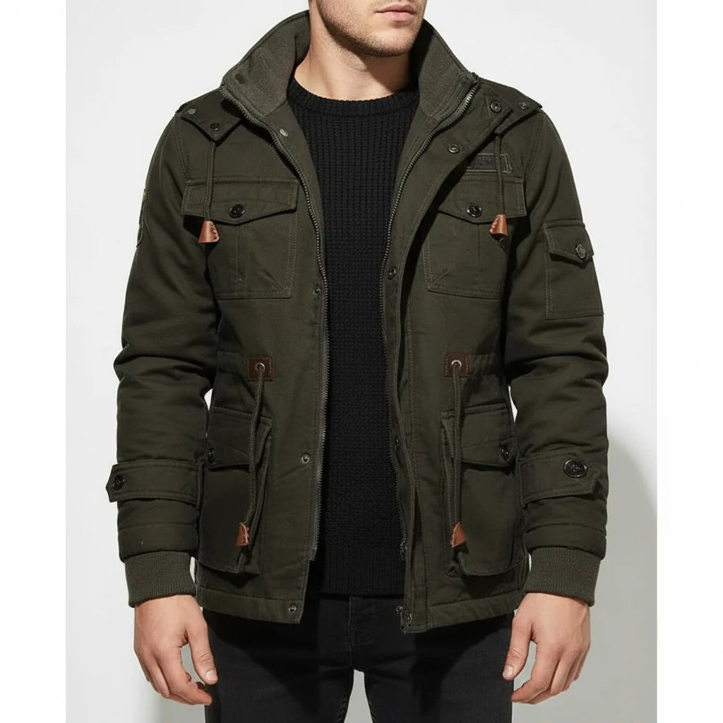 Men's All-Weather Tactical Bomber Jacket - Winter Hooded Coat