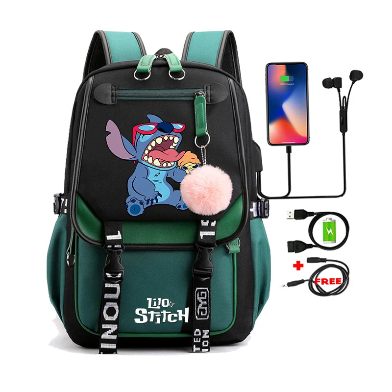 Lilo & Stitch Adventure Backpack – Cartoon Print School Bag for Teens, Kids
