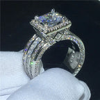 Elegant Square-Cut Zircon Halo Ring